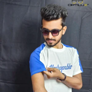 Premium T-Shirt White with Blue